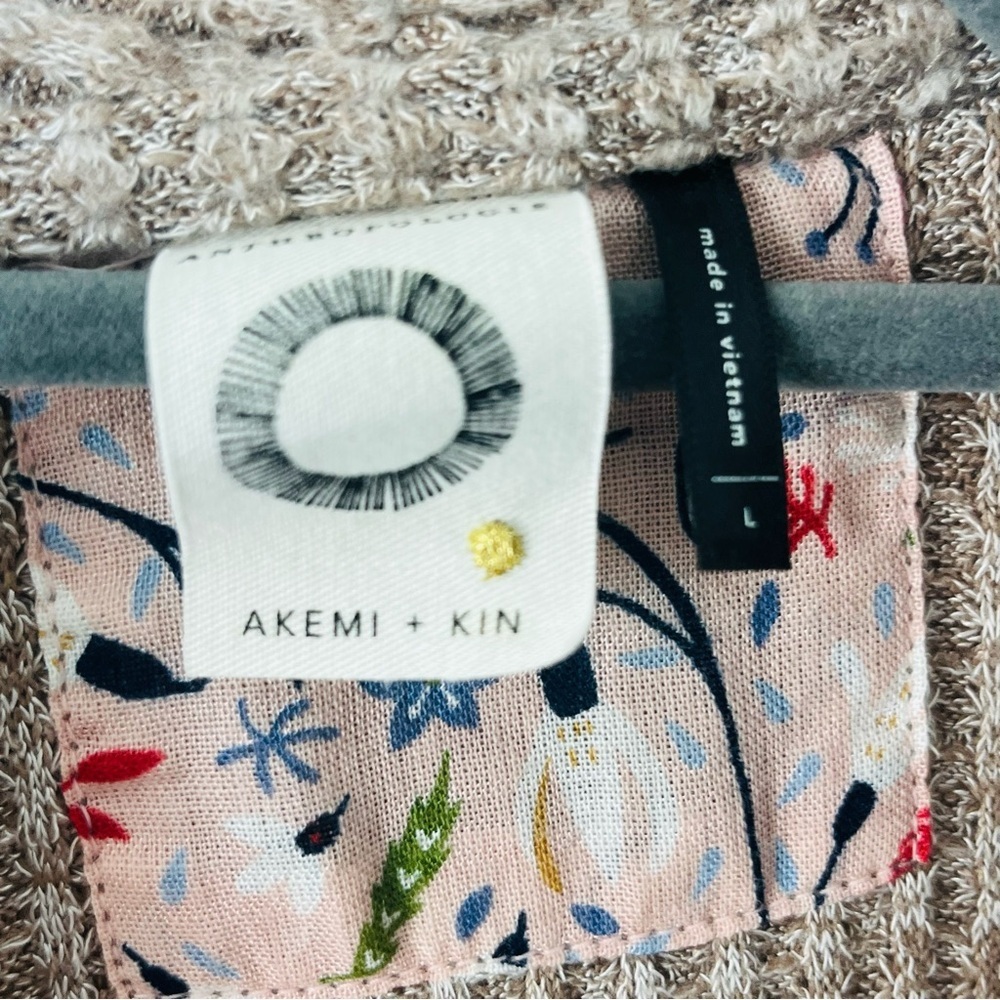 Akemi + Kin Anthropolgie Size Large Surplice Draped Waffle Knit Sweater BSB - Picture 3 of 5